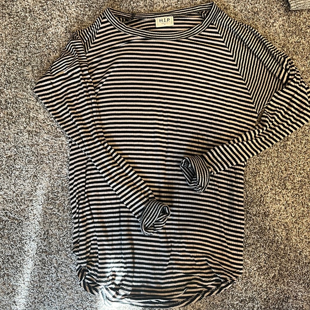 Black and Tan Stripped Blouse